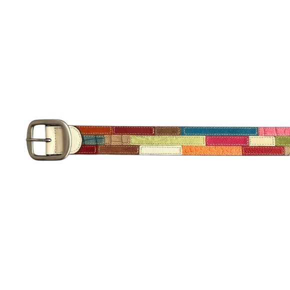 Fossil Women's Size M Leather Belt Patchwork Multi Colored Boho Festival Y2K - Picture 10 of 13